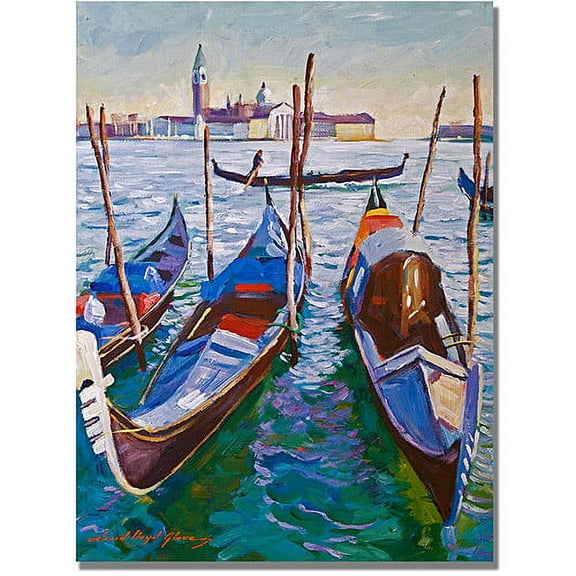 Trademark Art "Venice Gondolas" Canvas Wall Art by David Lloyd Glover