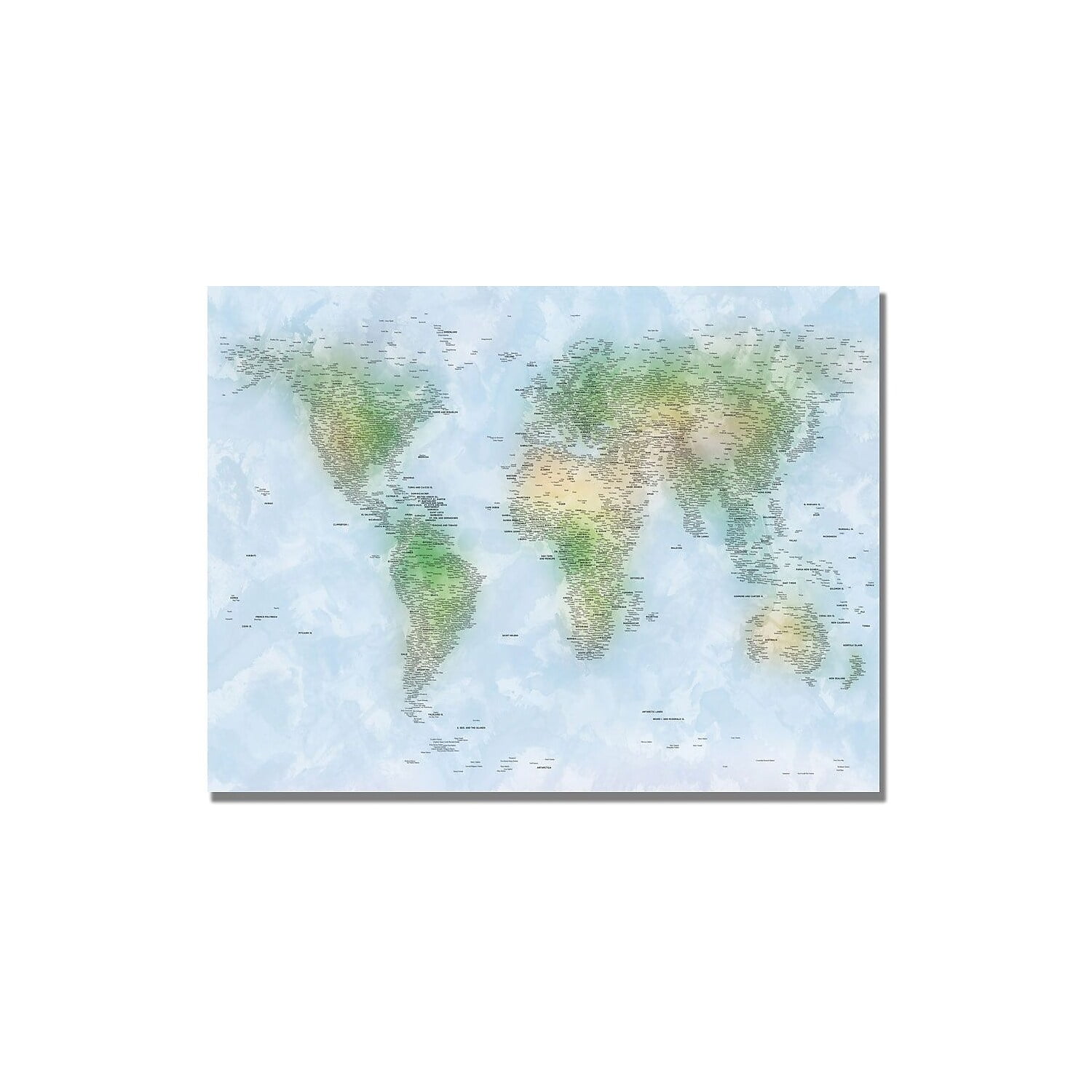 Trademark Art "Watercolor Cities World Map" Canvas Art by Michael Tompsett