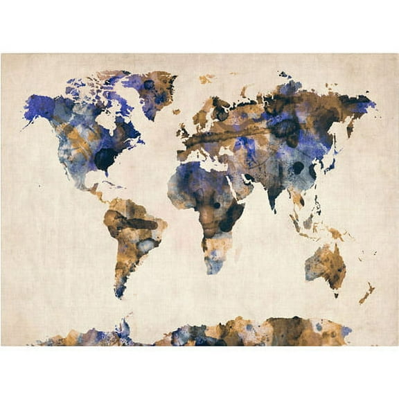 Trademark Art 'Watercolor Map 3' Canvas Art by Michael Tompsett