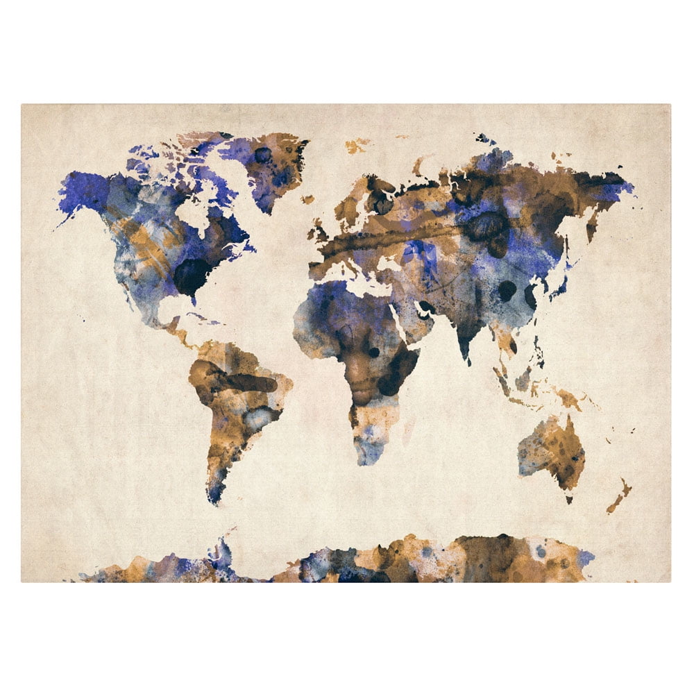 Trademark Art 'Watercolor Map 3' Canvas Art by Michael Tompsett