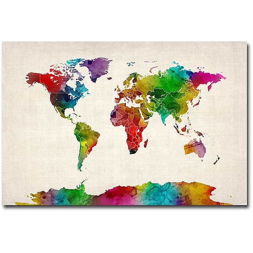 Trademark Art "Watercolor World Map II" Canvas Art by Michael Tompsett - image 1 of 2