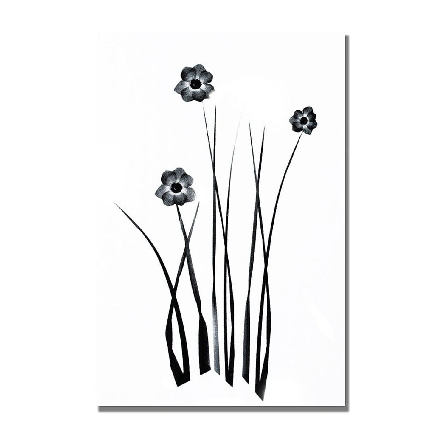 Black and White Floral Oil Painting on Canvas