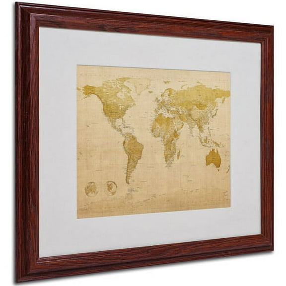 Trademark Art 'World Map Antique'  Matted Framed Art by Michael Tompsett