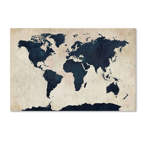Trademark Art "World Map - Navy" Canvas Wall Art by Michael Tompsett