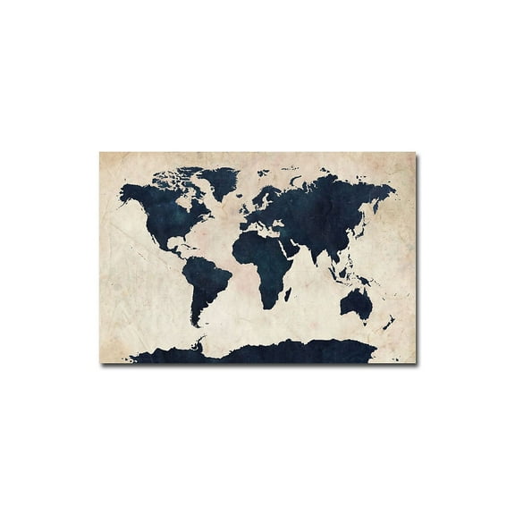 Trademark Art "World Map - Navy" Canvas Wall Art by Michael Tompsett