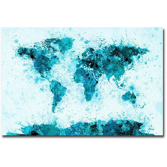 Trademark Art "World Map - Paint Splashes" Canvas Wall Art by Michael Tompsett