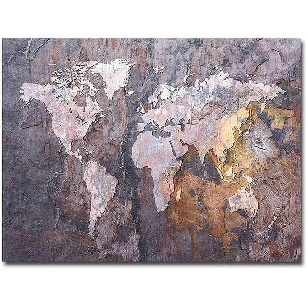 Trademark Art "World Map - Rock" Canvas Wall Art by Michael Tompsett
