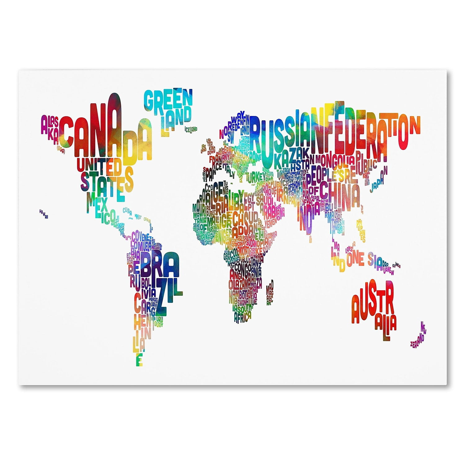 Trademark Art 'World Text Map' Canvas Art by Michael Tompsett