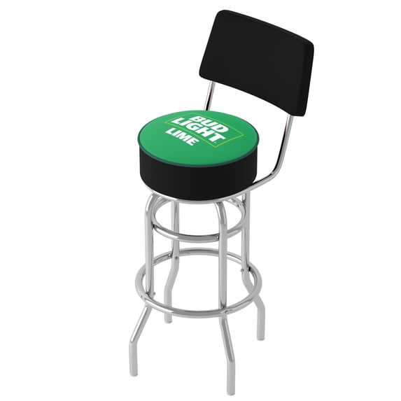 Trademark Bud Light Lime 40" Padded Bar Stool with Back, Chrome