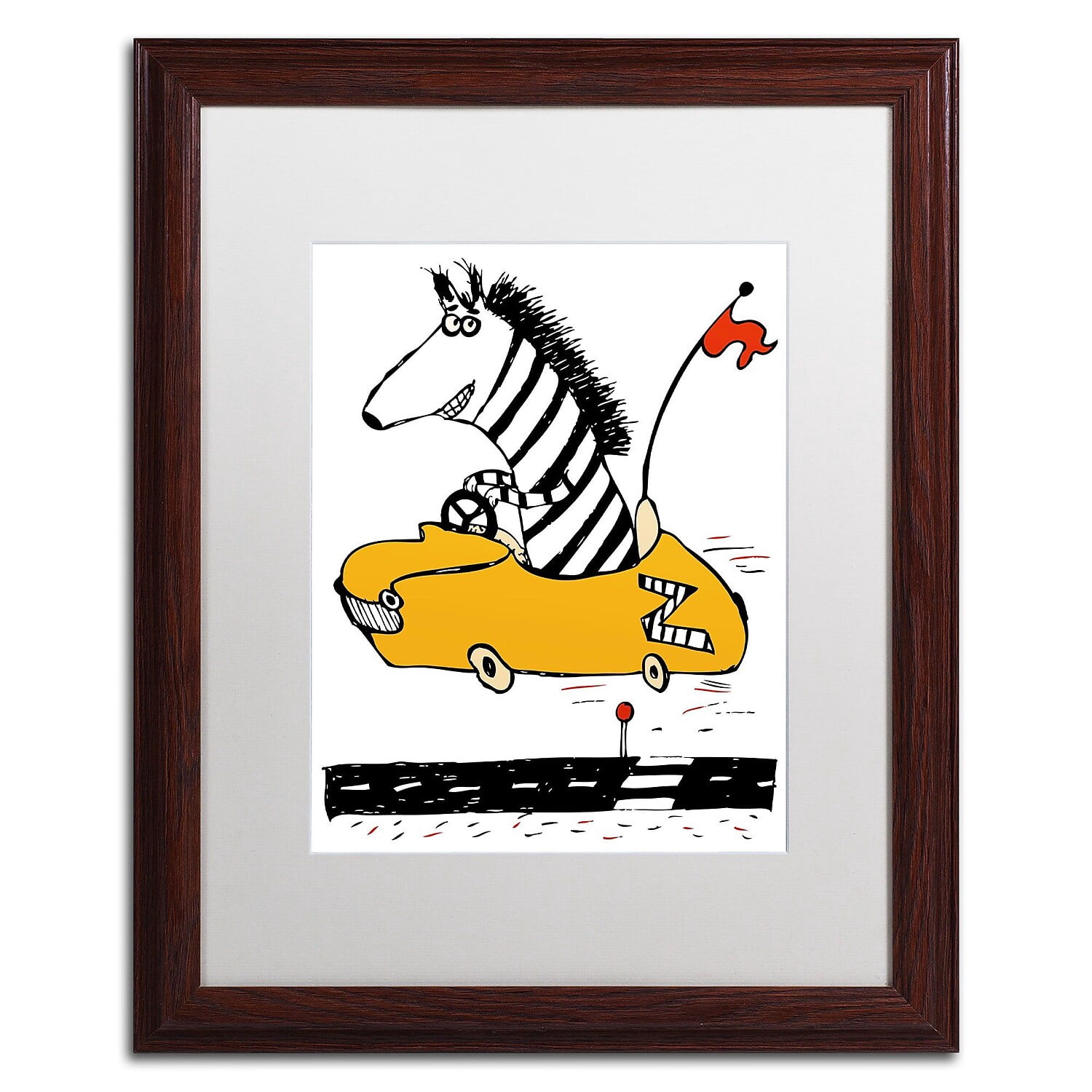 Trademark Carla Martell "Zippy Zebra" Art White Matte W/Wood Frame 16" x 20" (ALI0546-W1620MF)
