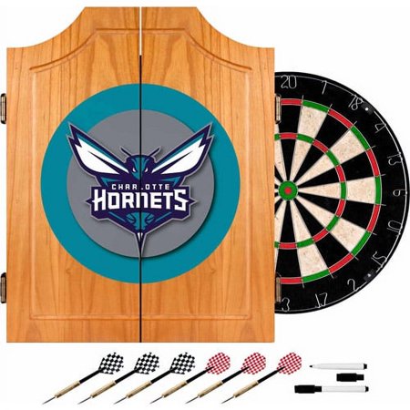 Charlotte Hornets NBA Dart Cabinet Set with Darts and Board - Dark Purple, Teal, Silver