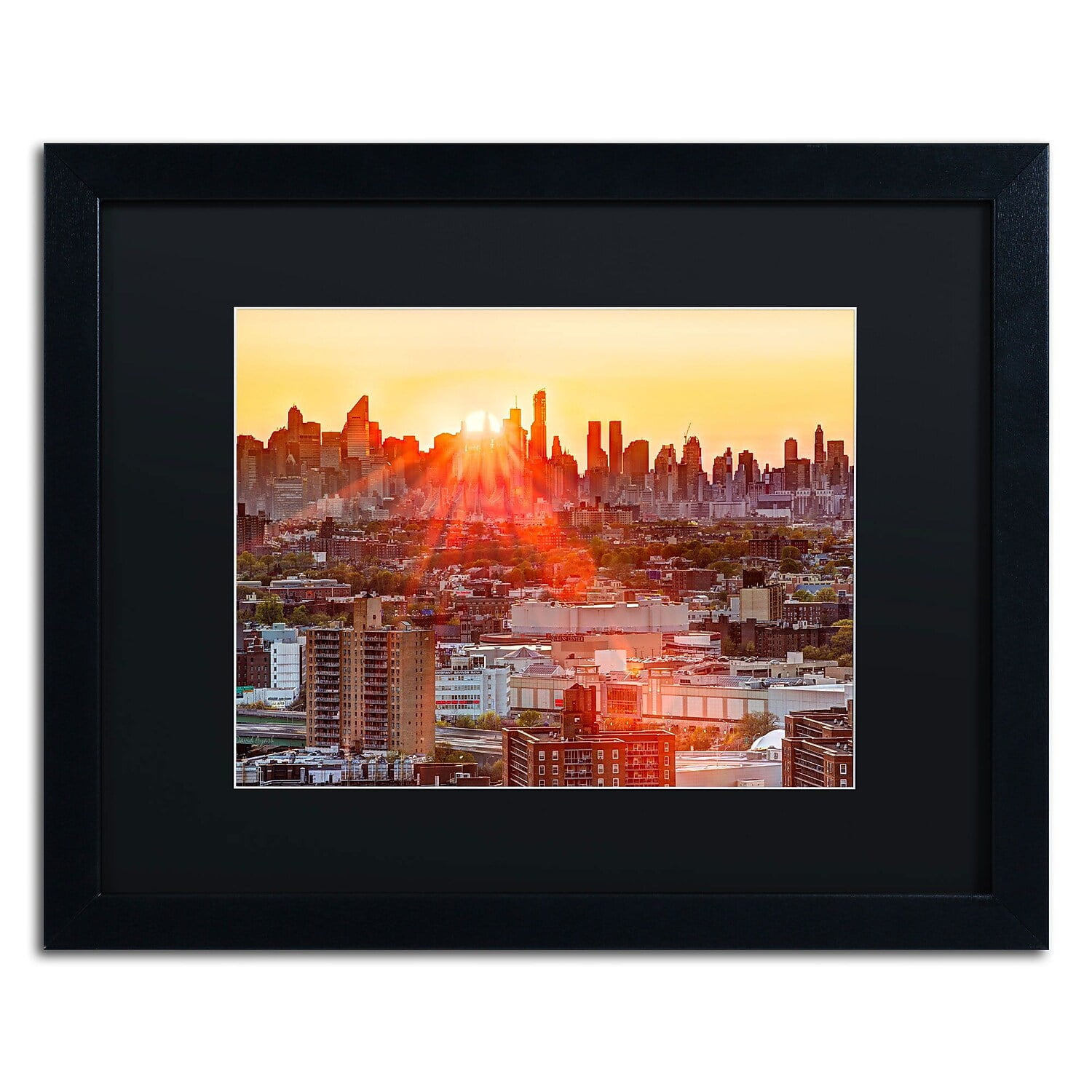 Trademark David Ayash "Midtown Sunset" Art Black Matte With Black Frame 16" x 20" (MA0508-B1620BMF)