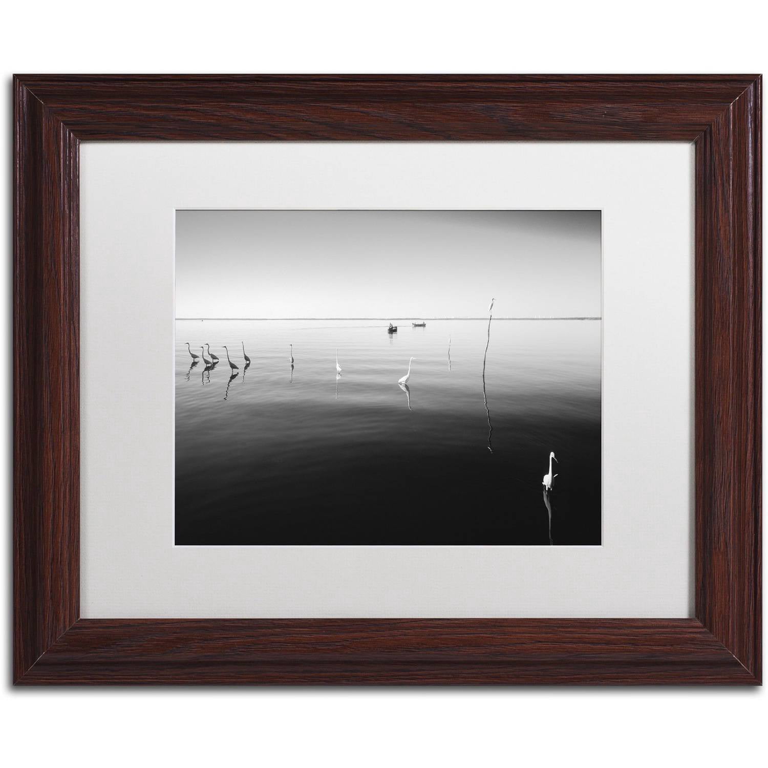 Trademark Fine Art "11 Herons" Canvas Art by Moises Levy White Matte, Wood Frame