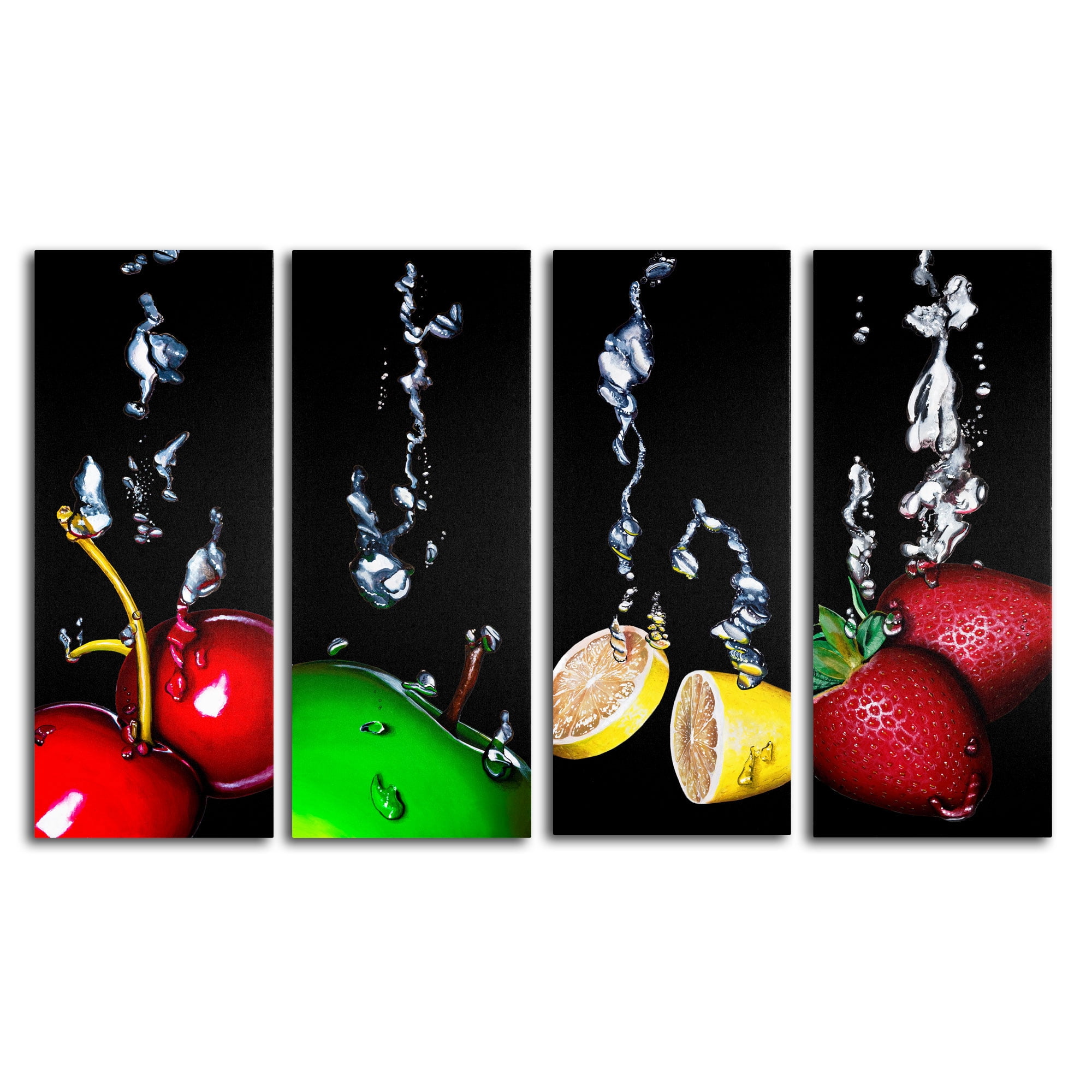 Contemporary Framed Canvas Print with Fruits in Water, 48-inch