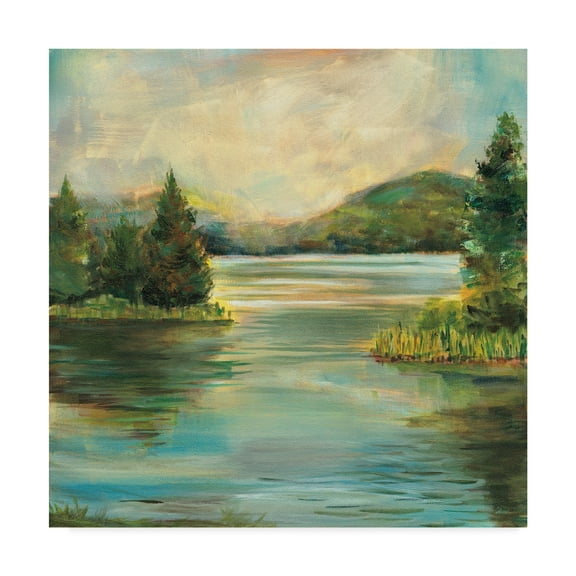Trademark Fine Art 14 x 14 Landscape Canvas Art ' Silver Lake ' by Sue Schlabach