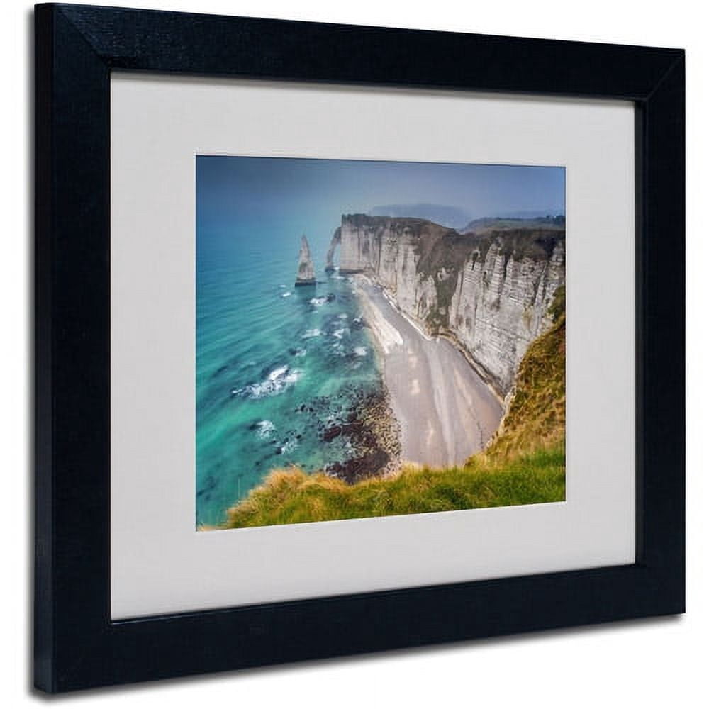 Trademark Fine Art 16" x 20" Acrylic Etretat in The Fog, Black Frame