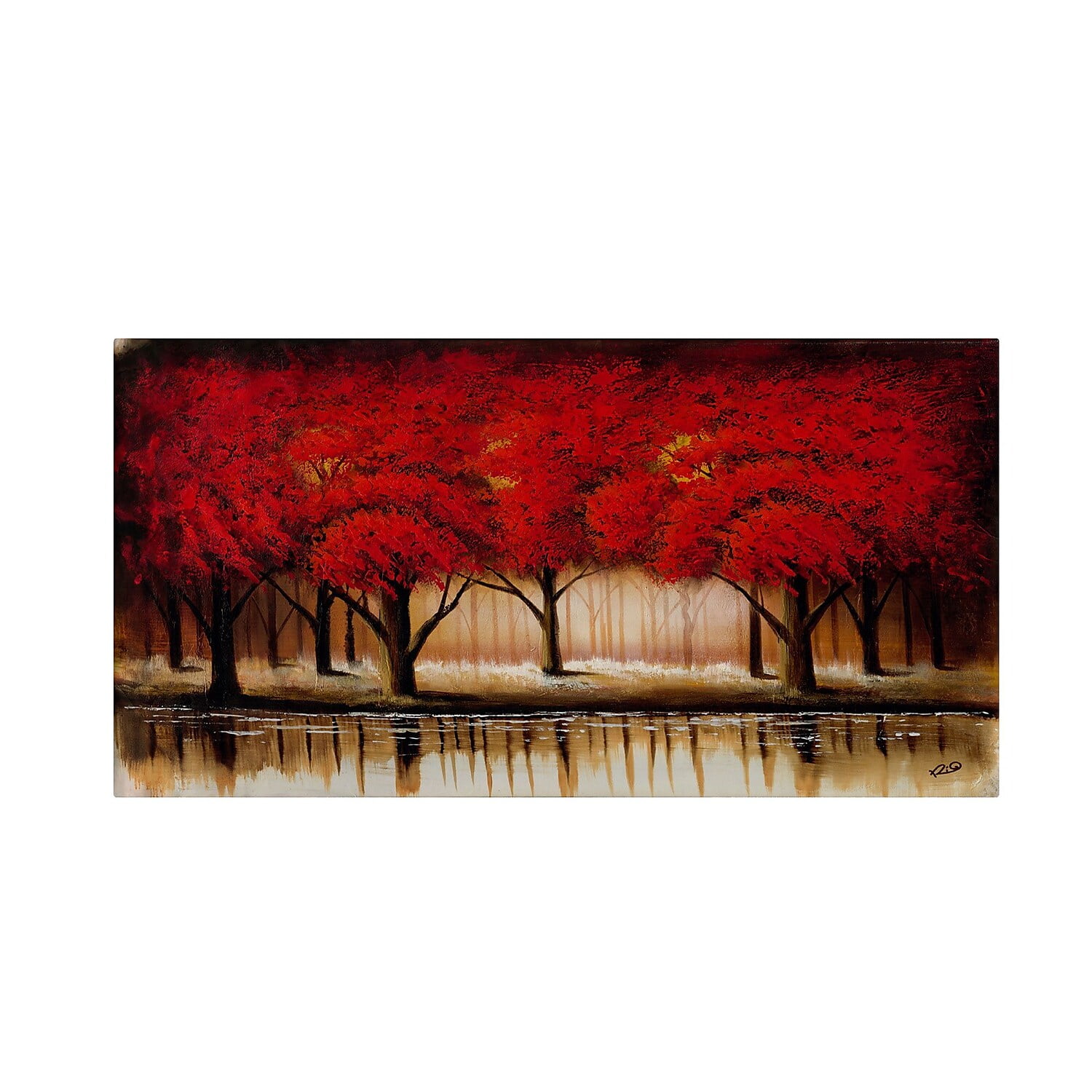 Parade of Red Trees Landscape Canvas Art
