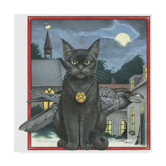 Trademark Fine Art 18 x 18 Animals Canvas Art ' Halloween Black Cat ' by Francien Van Westering