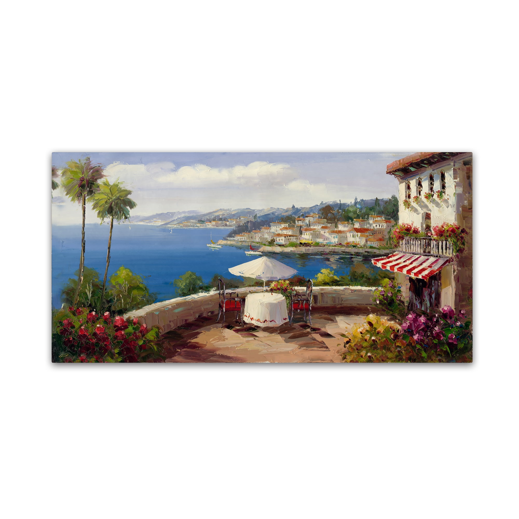 Italian Afternoon Coastal Landscape Framed Canvas Print