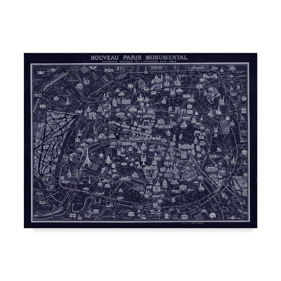 Trademark Fine Art '1920 Map Of Paris' Canvas Art by Vintage Lavoie