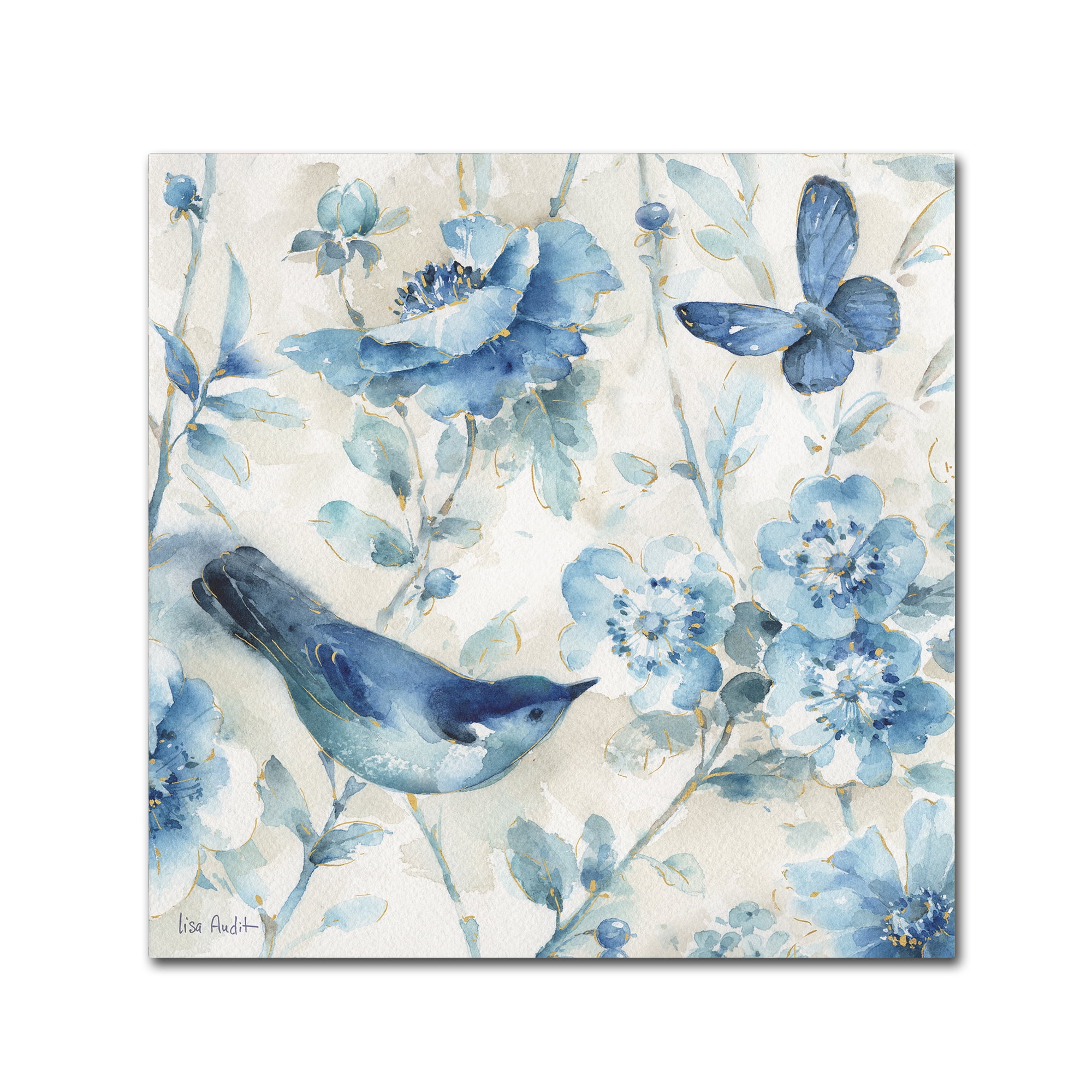 Trademark Fine Art 24x24 Floral & Botanical Canvas Wall Art 'Indigold XI' by Lisa Audit