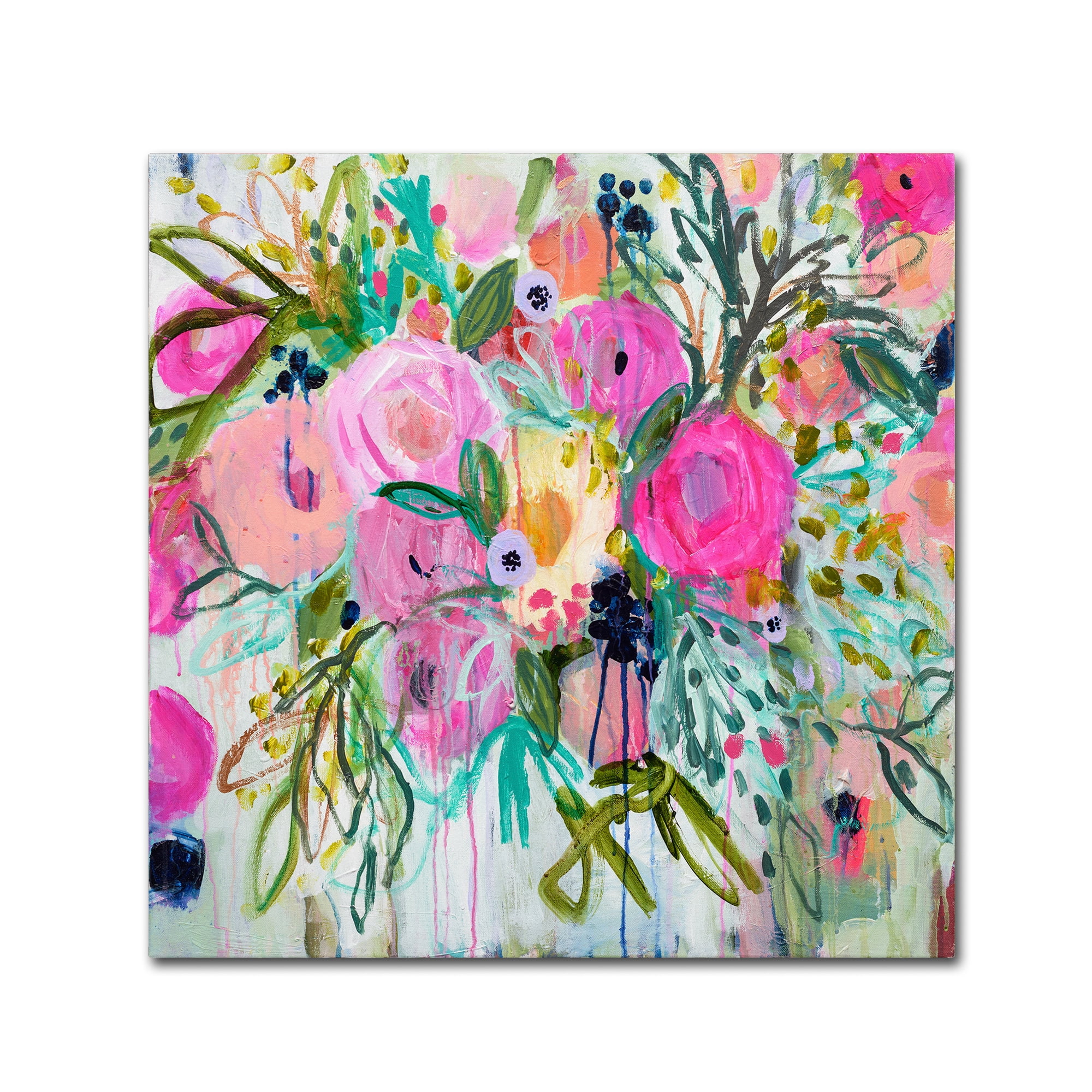 Trademark Fine Art 24x24 Floral Canvas Wall Art 'Rose Burst' by Carrie Schmitt