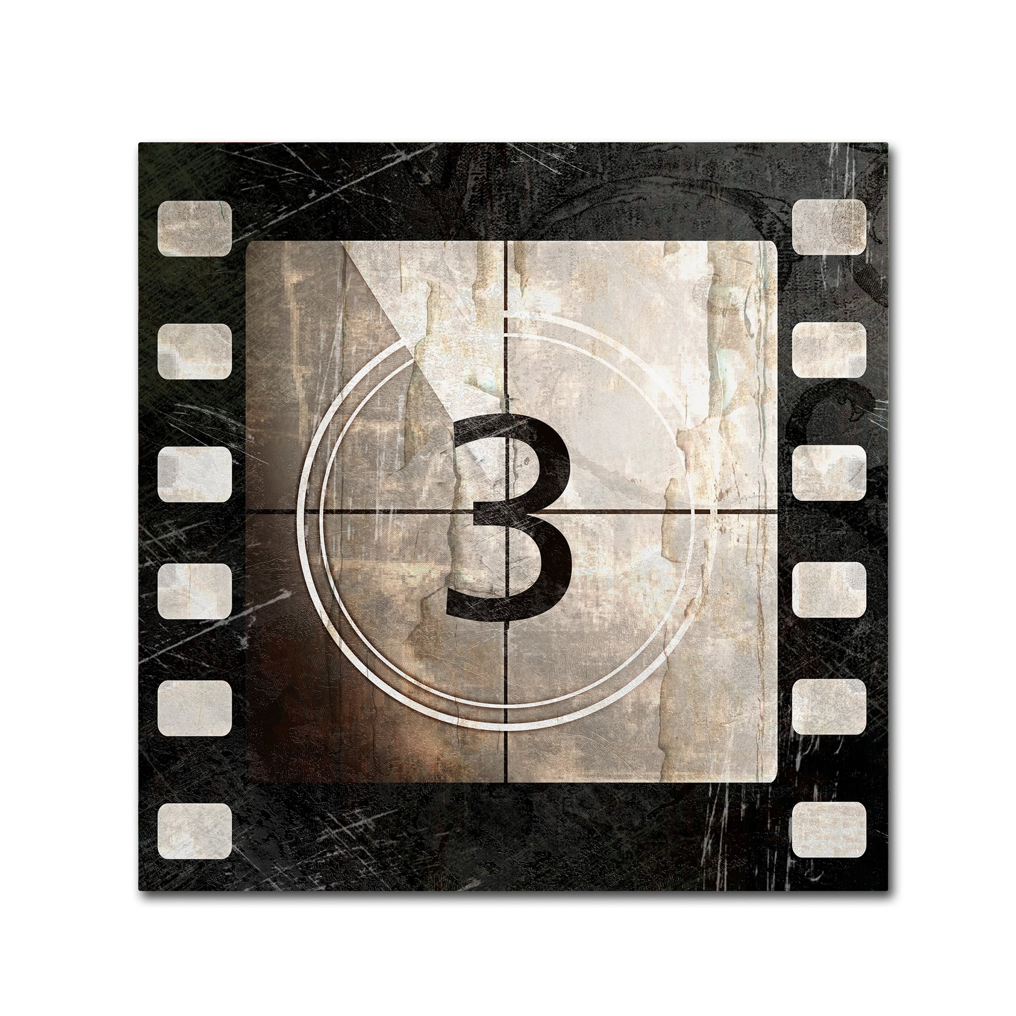 Vintage Countdown III 24"x24" Black and Beige Canvas Art