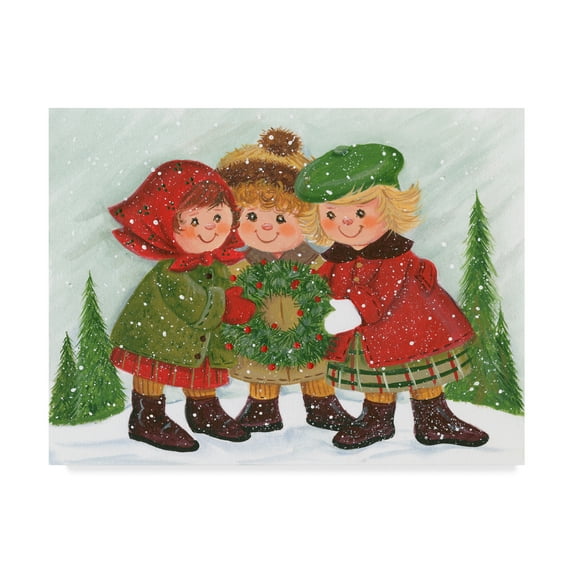 Trademark Fine Art '3 Girls And A Wreath' Canvas Art by Beverly Johnston