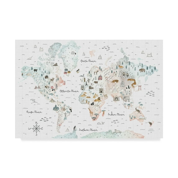 Trademark Fine Art 30x47 Maps Canvas Wall Art 'World Traveler I' by Laura Marshall