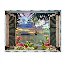 Trademark Fine Art 35x47 Landscape Canvas Wall Art 'Tropical Window to Paradise III' by Leo Kelly