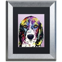 Trademark Fine Art "4 Beagle" Canvas Art by Dean Russo, Black Matte, Silver Frame