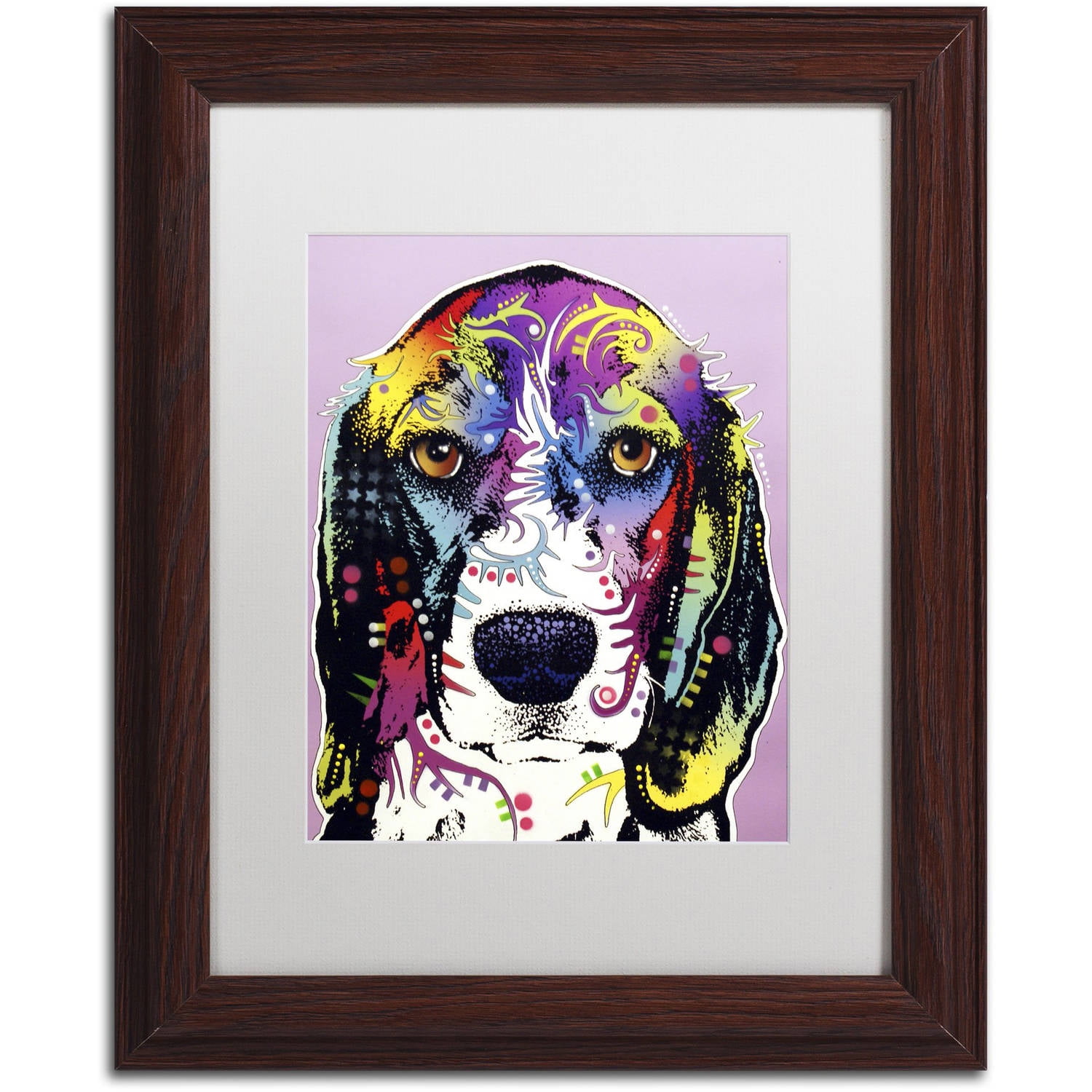Trademark Fine Art "4 Beagle" Canvas Art by Dean Russo, White Matte, Wood Frame