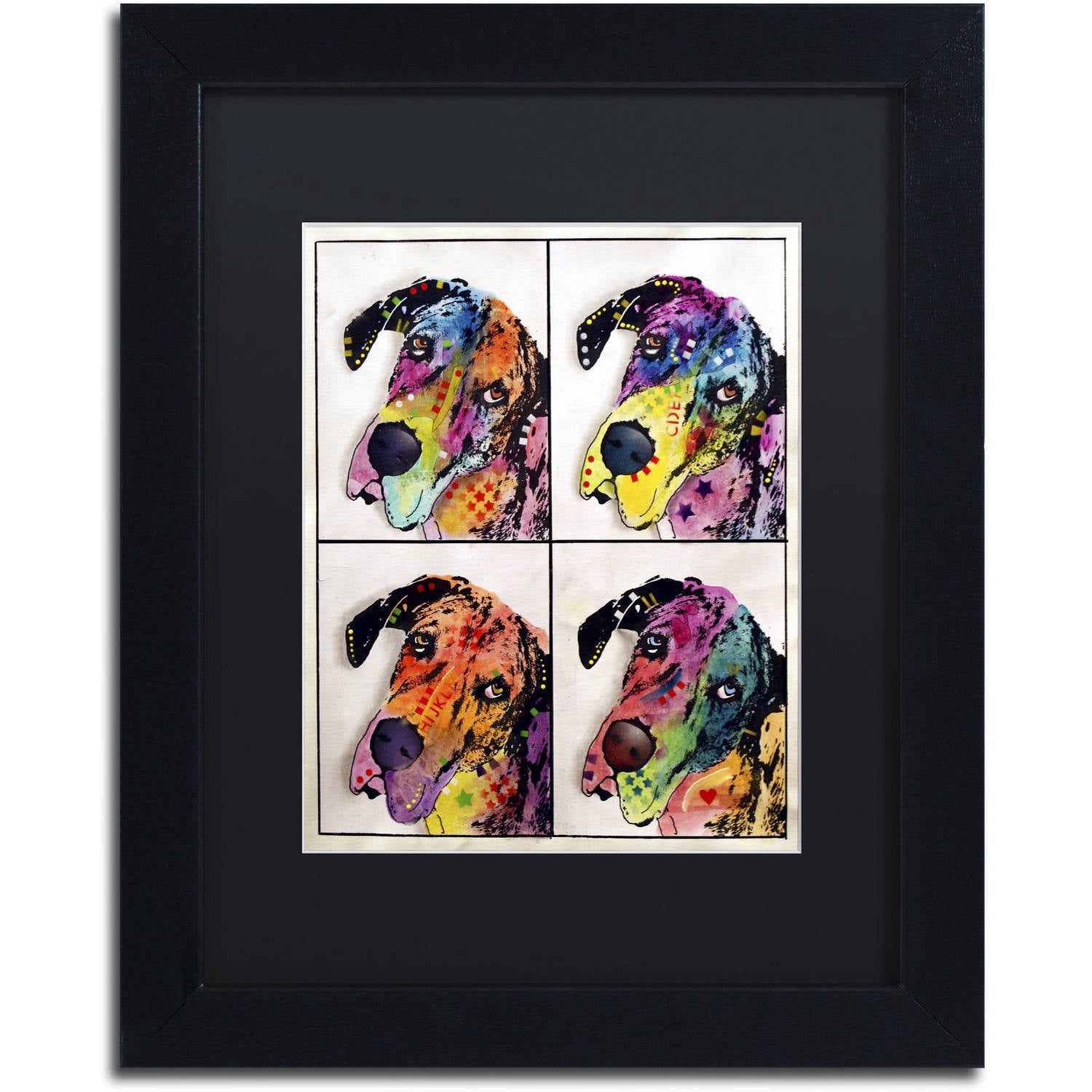 Trademark Fine Art "4 Danes" Canvas Art by Dean Russo, Black Matte, Black Frame