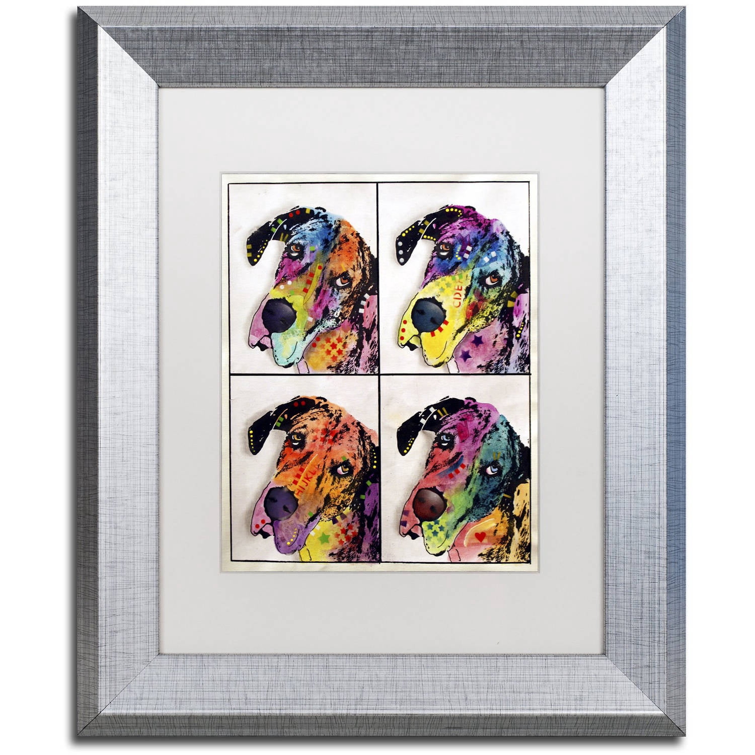 Trademark Fine Art "4 Danes" Canvas Art by Dean Russo, White Matte, Silver Frame