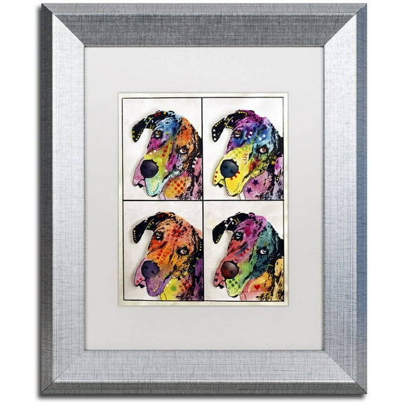 Trademark Fine Art "4 Danes" Canvas Art by Dean Russo, White Matte, Silver Frame