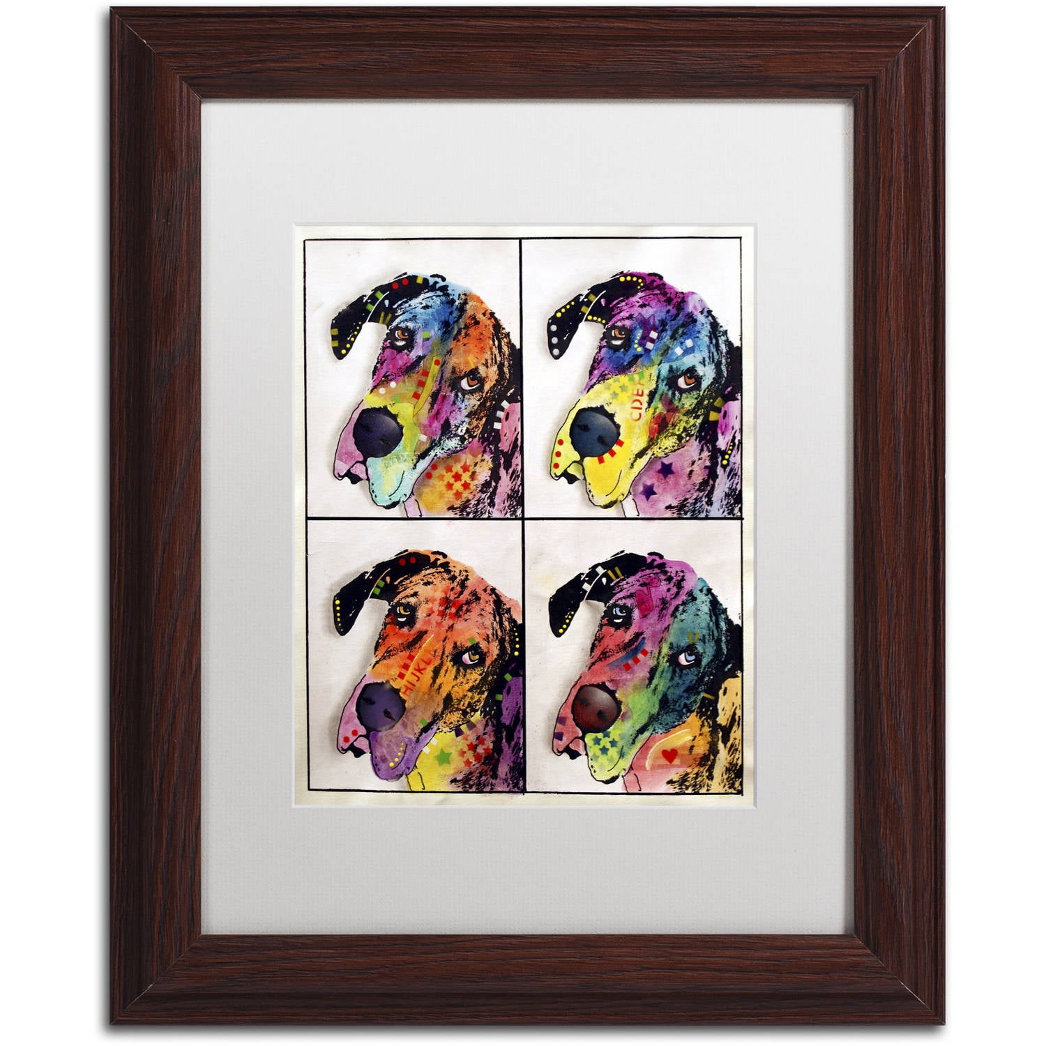 Trademark Fine Art "4 Danes" Canvas Art by Dean Russo, White Matte, Wood Frame