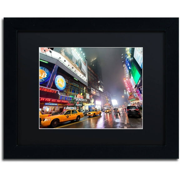 Trademark Fine Art "42nd. Street" Canvas Art by David Ayash Black Matte, Black Frame