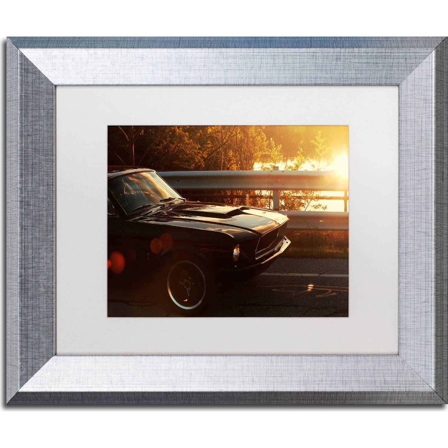 Trademark Fine Art "67 Mustang" Canvas Art by Jason Shaffer, White Matte, Silver Frame