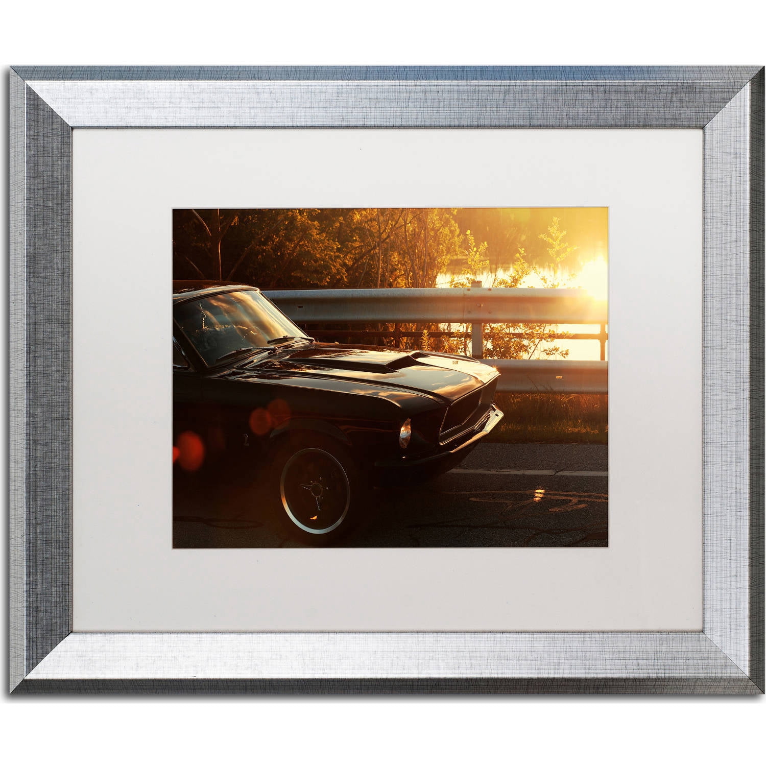 Trademark Fine Art "67 Mustang" Canvas Art by Jason Shaffer, White Matte, Silver Frame