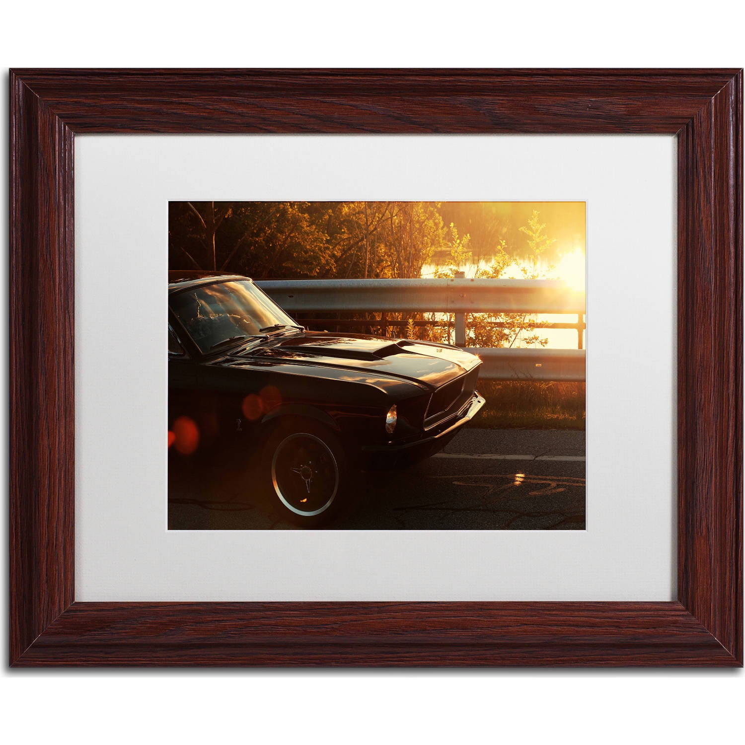 Trademark Fine Art "67 Mustang" Canvas Art by Jason Shaffer, White Matte, Wood Frame
