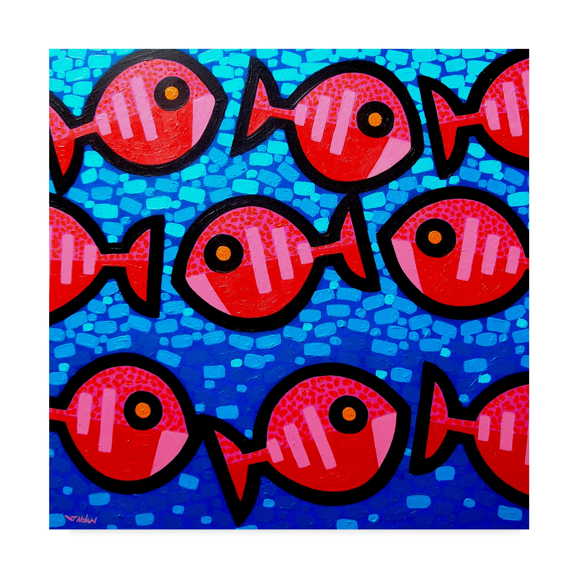 Trademark Fine Art '9 Happy Fish' Canvas Art by John Nolan
