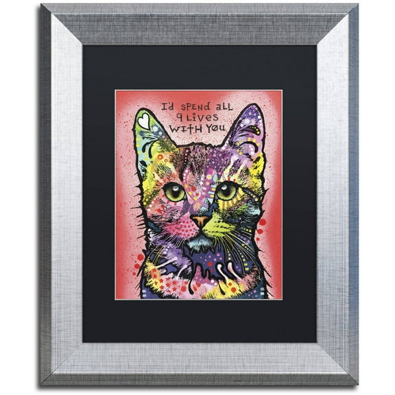Trademark Fine Art '9 Lives' Canvas Art by Dean Russo, Black Matte, Silver Frame