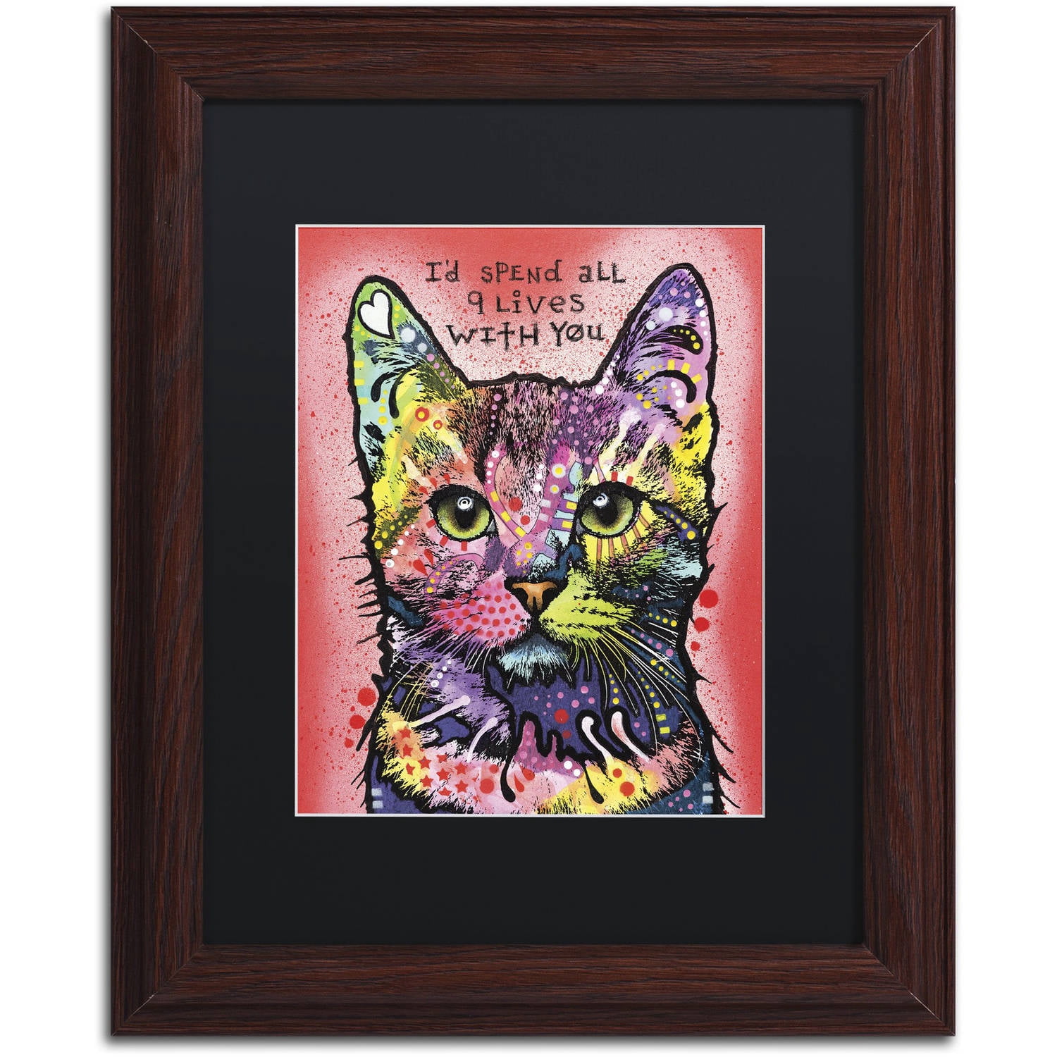 Trademark Fine Art '9 Lives' Canvas Art by Dean Russo, Black Matte, Wood Frame