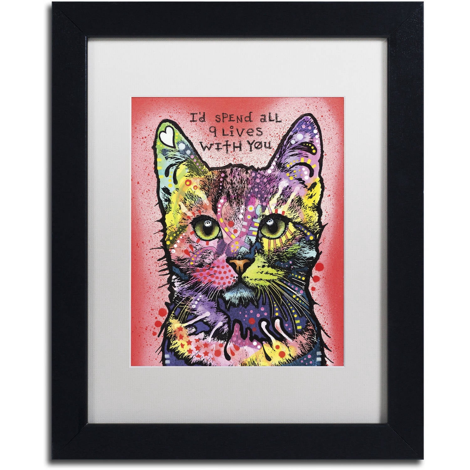 Trademark Fine Art '9 Lives' Canvas Art by Dean Russo, White Matte, Black Frame