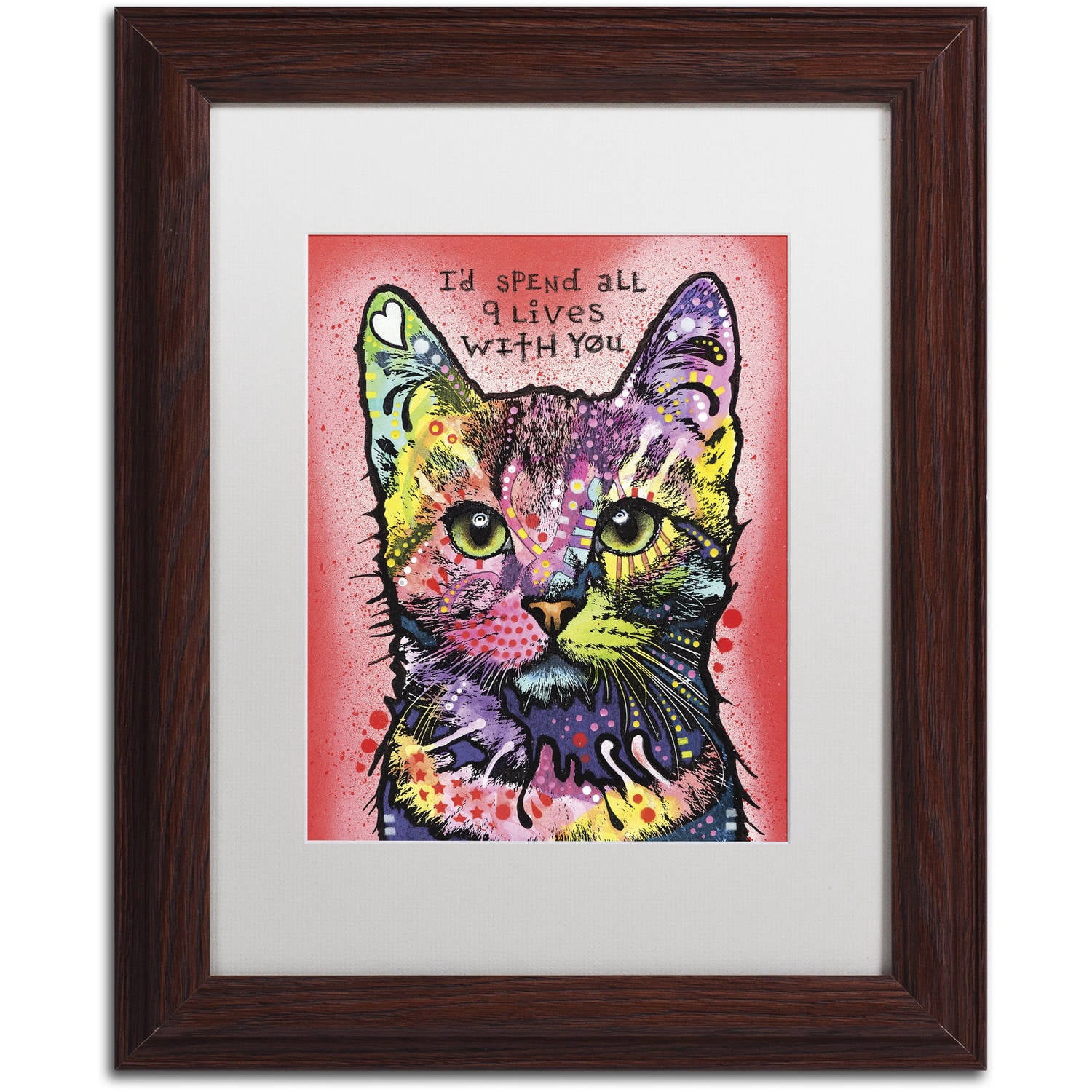 Trademark Fine Art '9 Lives' Canvas Art by Dean Russo, White Matte, Wood Frame