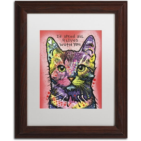 Trademark Fine Art '9 Lives' Canvas Art by Dean Russo, White Matte, Wood Frame