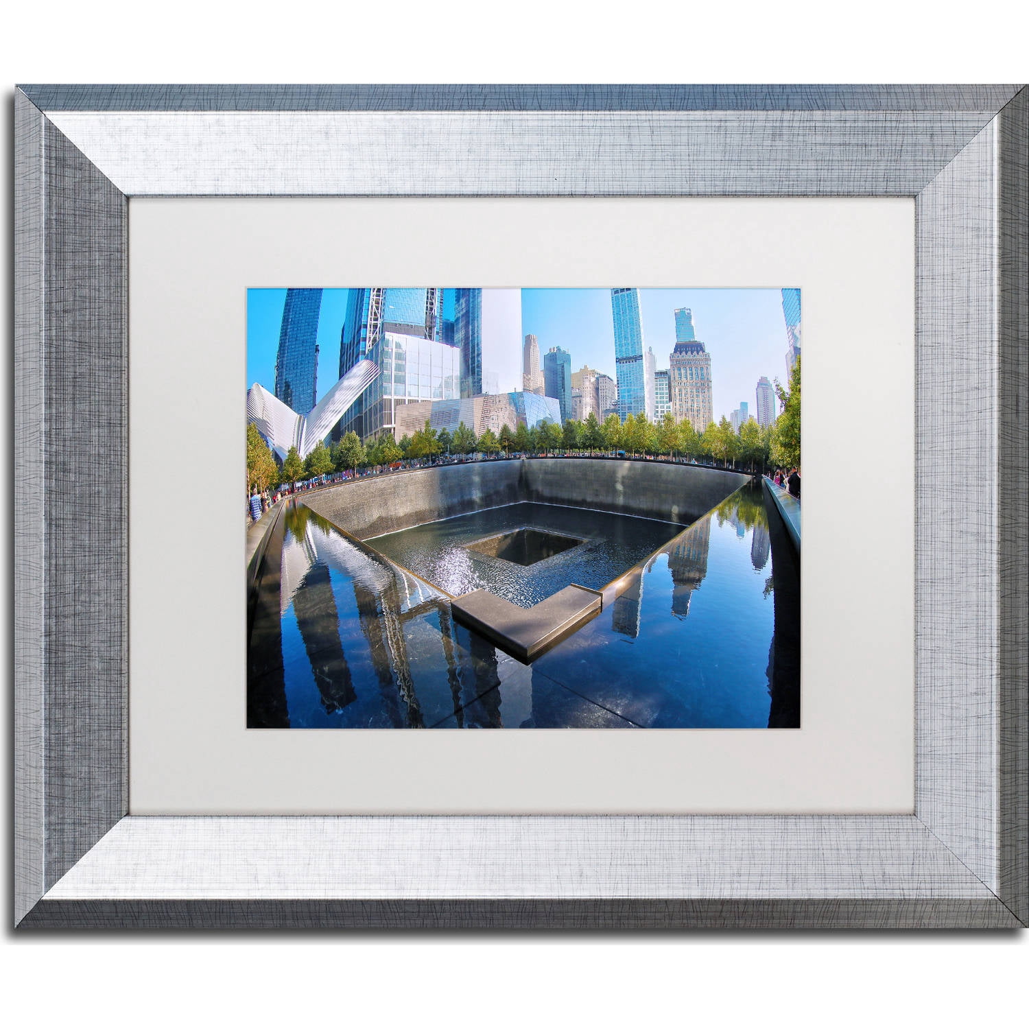 Trademark Fine Art "911 Memorial" Canvas Art by CATeyes, White Matte, Silver Frame