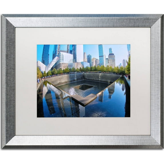 Trademark Fine Art "911 Memorial" Canvas Art by CATeyes, White Matte, Silver Frame