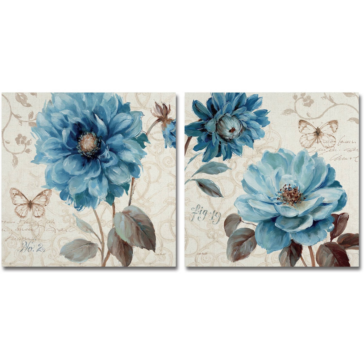 Trademark Fine Art "A Blue Note" Canvas Art by Lisa Audit 2-Panel Art Set