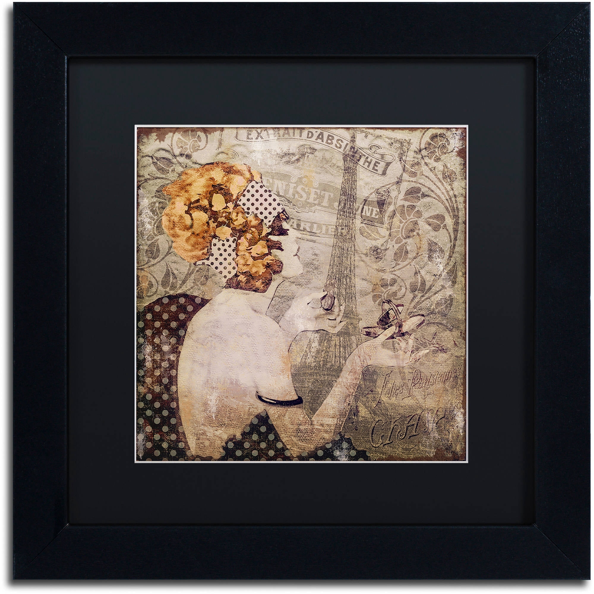 Trademark Fine Art "A Date With Paris" Canvas Art by Color Bakery Black Matte, Black Frame